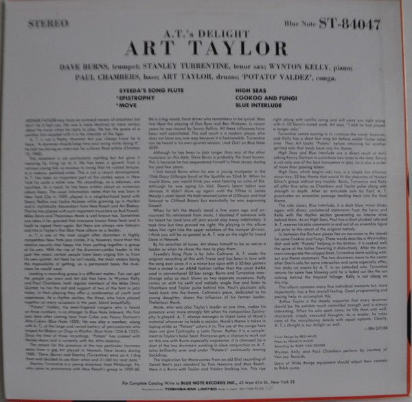 Release: A.T.'s Delight-Vinyl-Japan-1985-BNJ 71084, BST 84047-8737661