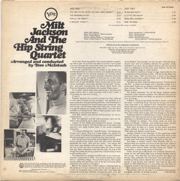 Master Release: Milt Jackson And The Hip String Quartet by Milt Jackson
