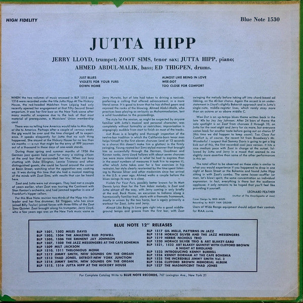 Release: Jutta Hipp With Zoot Sims-Vinyl-US-1972-BLP 1530-4728168