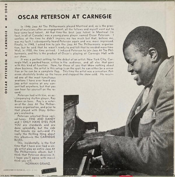 Oscar Peterson At Carnegie
