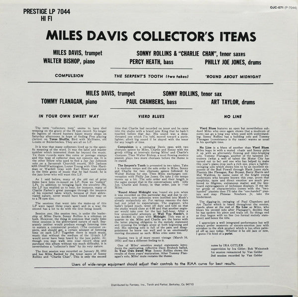 Release: Collectors' Items-Vinyl-US-1983-OJC-071, P-7044-3185829