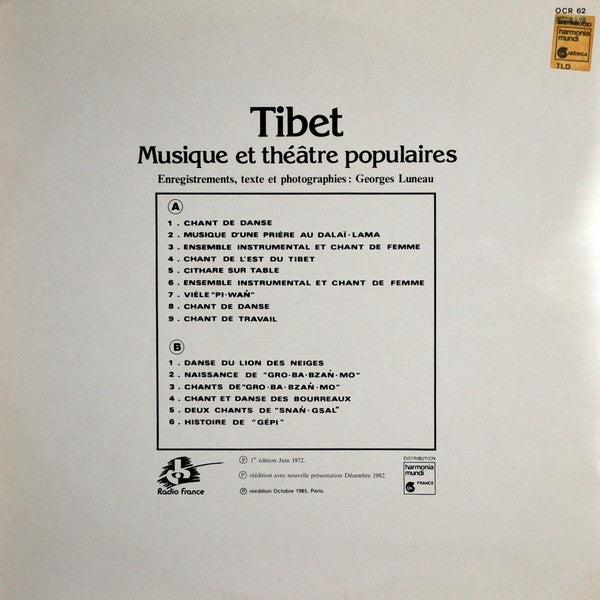 Tibet (Musique Et Théâtre Populaires)