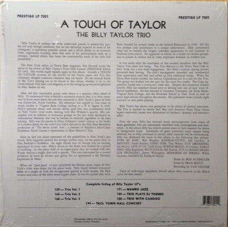 Master Release: A Touch Of Taylor by Billy Taylor Trio