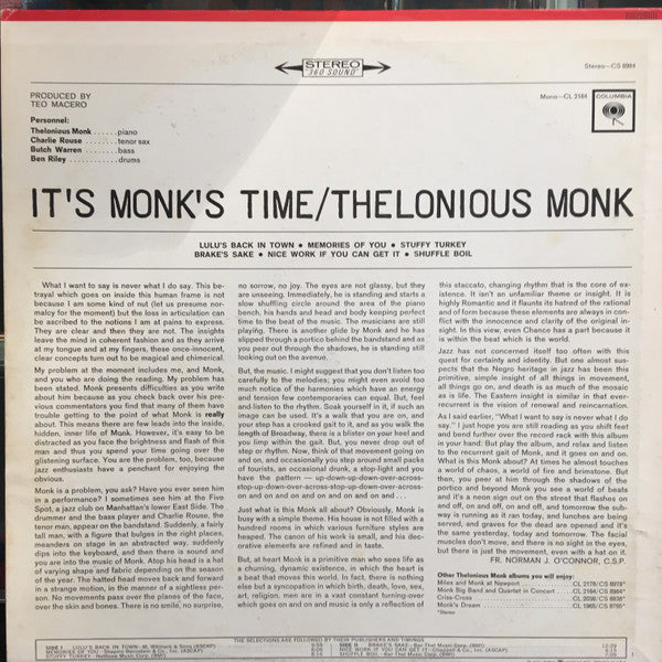 Release: It's Monk's Time-Vinyl-US-None-CS 8984-12619942
