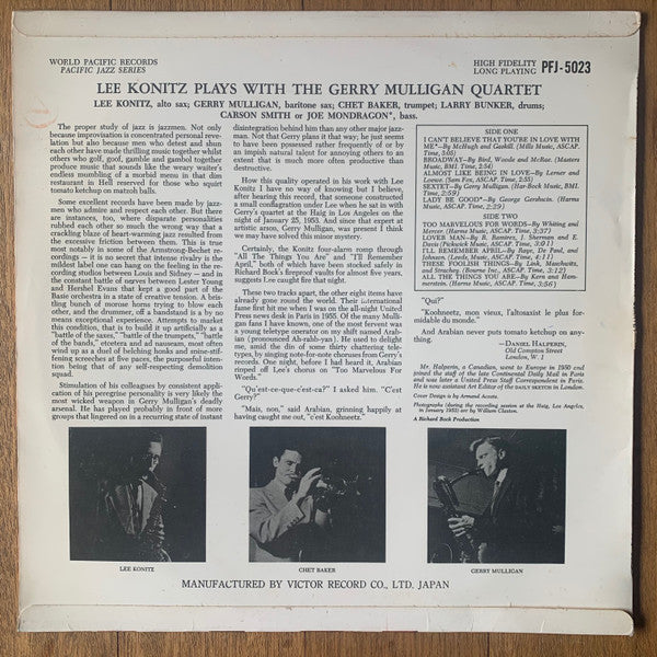 Lee Konitz Plays With The Gerry Mulligan Quartet