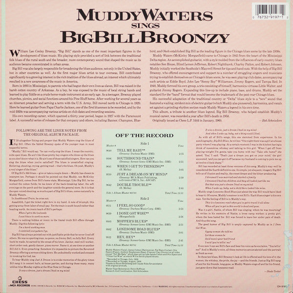 Release: Muddy Waters Sings "Big Bill"-Vinyl-US-1986-CH-9197-14443625