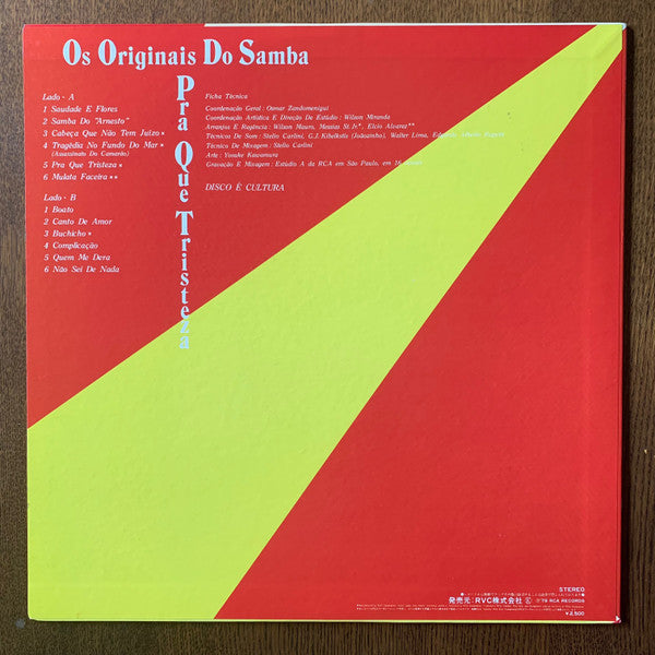 Master Release: Pra Que Tristeza by Os Originais Do Samba
