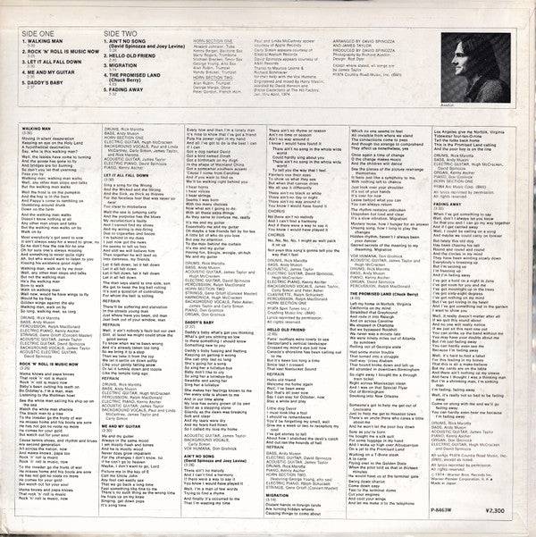 Release: Walking Man-Vinyl-Japan-1974-P-8463W-11100164