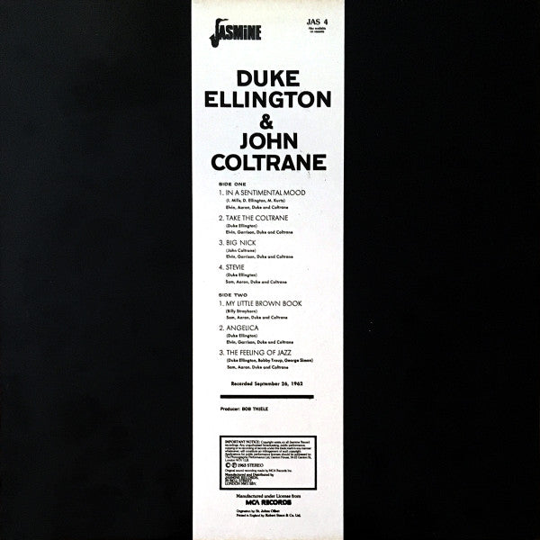 Release: Duke Ellington & John Coltrane-Vinyl-UK-1982-JAS 4, JAS 4-24813662