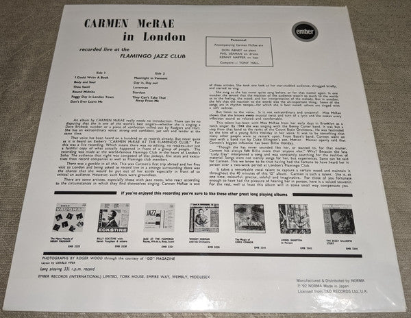 Release: Carmen McRae At The Flamingo Club, London-Vinyl-Japan-1992-NLP-6003-22055767
