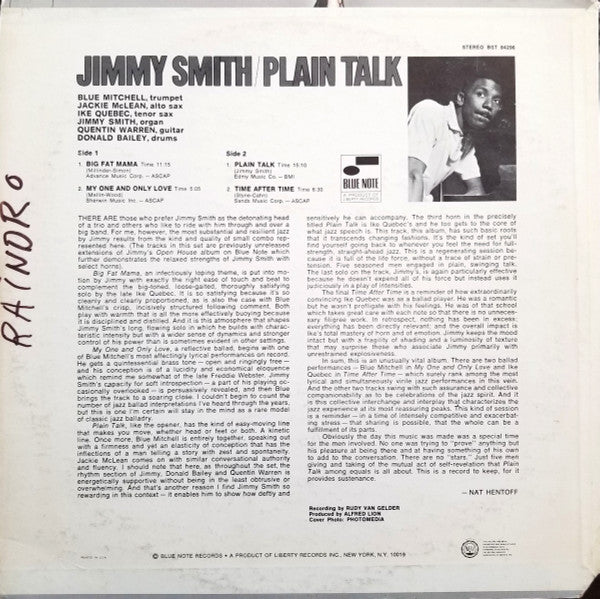 Master Release: Plain Talk by Jimmy Smith