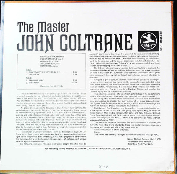 Release: Standard Coltrane-Vinyl-US-1970-PR 7825, PRST-7825-25795795