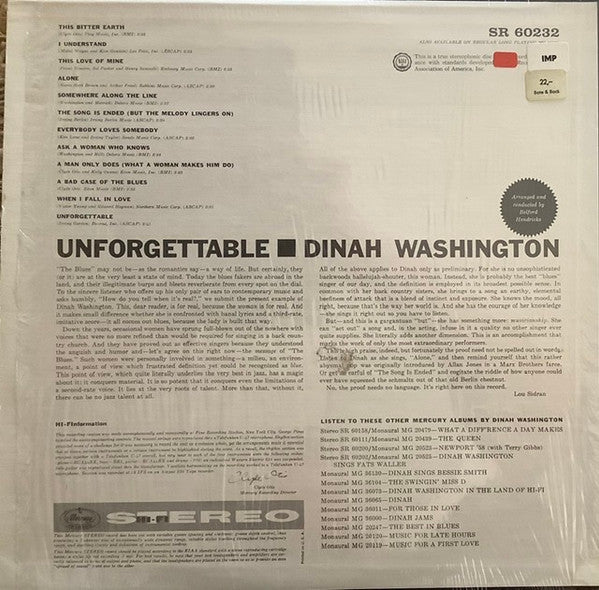 Release: Unforgettable-Vinyl-US-None-SR 60232-14635900