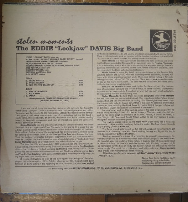 Master Release: Trane Whistle by Eddie "Lockjaw" Davis Big Band