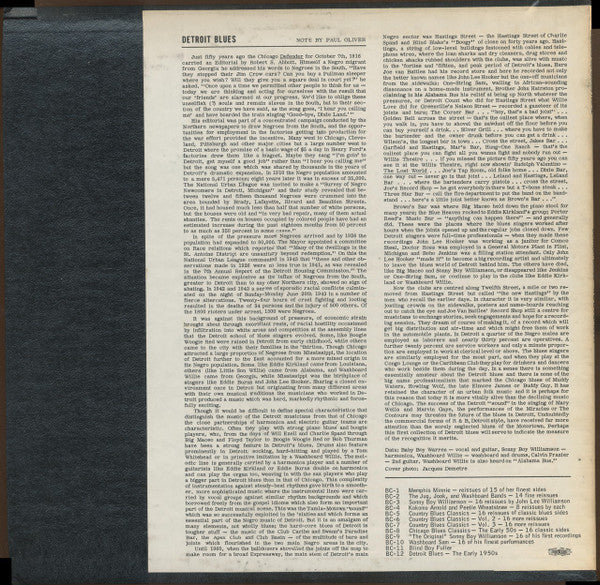 Release: Detroit Blues - The Early 1950s-Vinyl-US-1966-BC 12-11455391