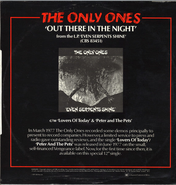 Master Release: Out There In The Night by The Only Ones