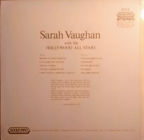 Release: Sarah Vaughan Sings-Vinyl-UK-1973-4103-13338277