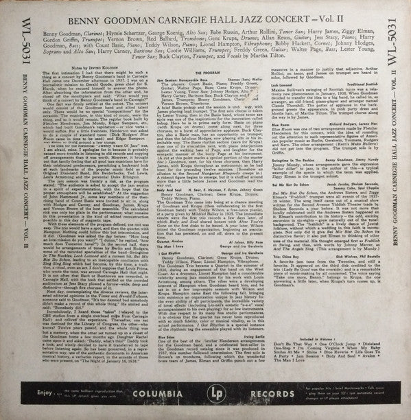 Release: The Famous 1938 Carnegie Hall Jazz Concert - Volume II-Vinyl-Japan-1953-WL 5031-10125707