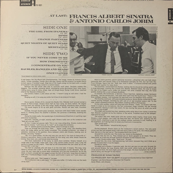 Release: Francis Albert Sinatra & Antonio Carlos Jobim-Vinyl-US-1981-FS-1021, FS 1021, 1021-20464186
