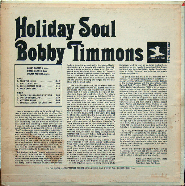 Master Release: Holiday Soul by Bobby Timmons