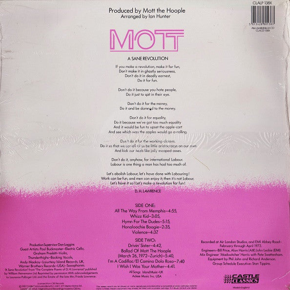 Release: Mott-Vinyl-UK-1987-CLALP 138X-1481526