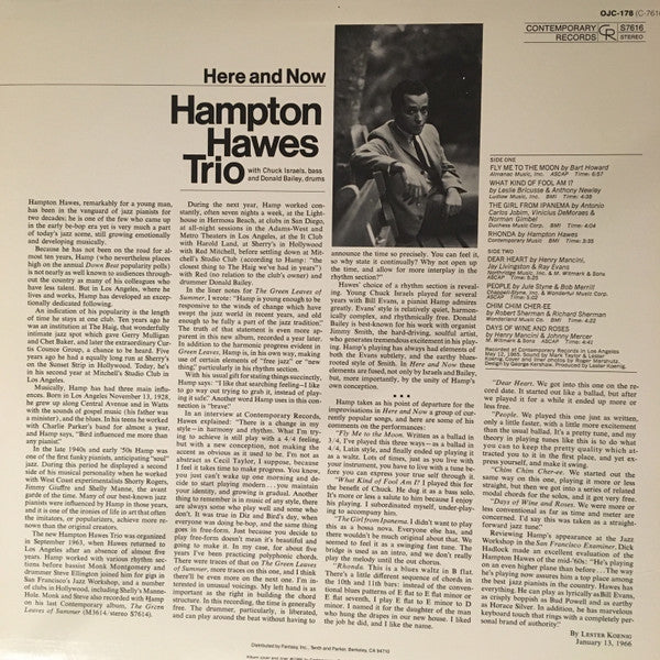 Master Release: Here And Now by Hampton Hawes Trio