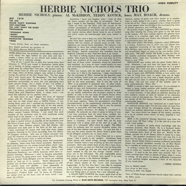 Release: Herbie Nichols Trio-Vinyl-US-1972-BLP 1519-5860260