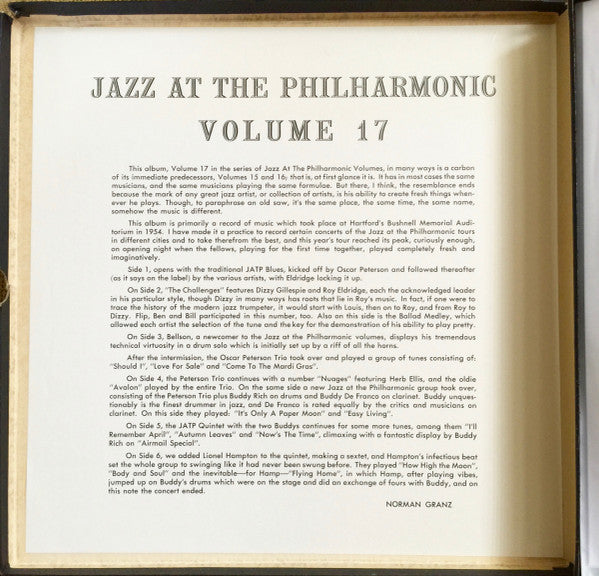 Release: Norman Granz' Jazz At The Philharmonic Vol.17-Vinyl-US-1955-MG VOL. 17-4706755
