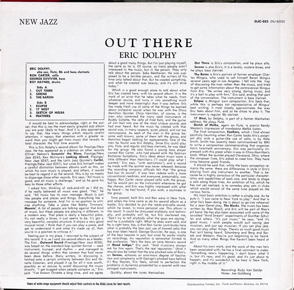 Master Release: Out There by Eric Dolphy