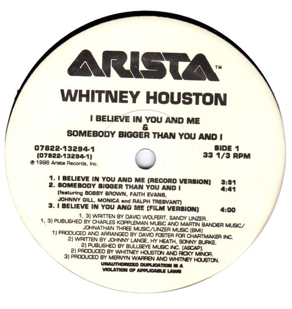 Master Release: I Believe In You And Me by Whitney Houston