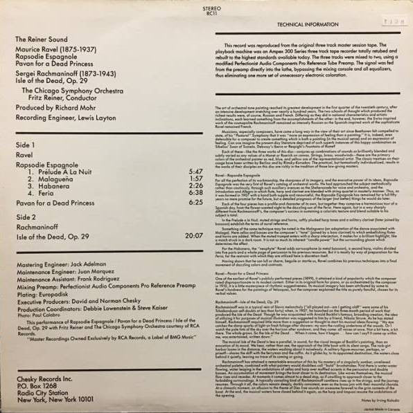 Release: The Reiner Sound-Vinyl-US-1987-RC11-3998468