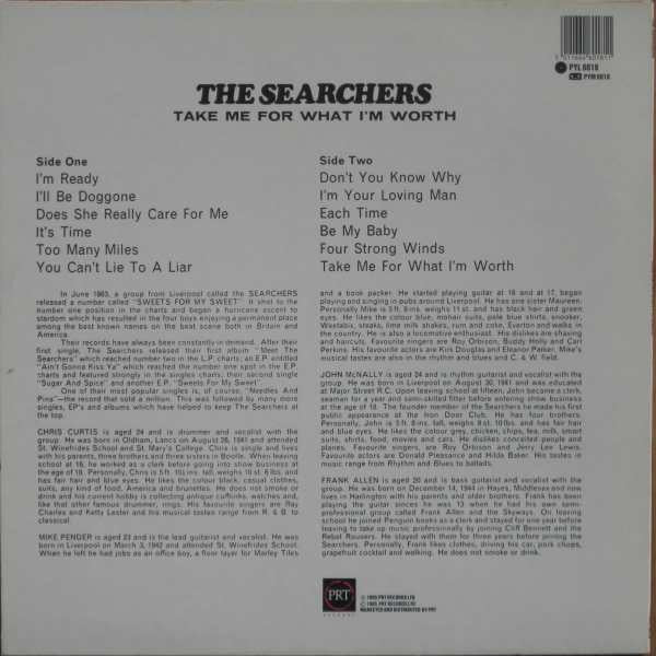Master Release: Take Me For What I'm Worth by The Searchers