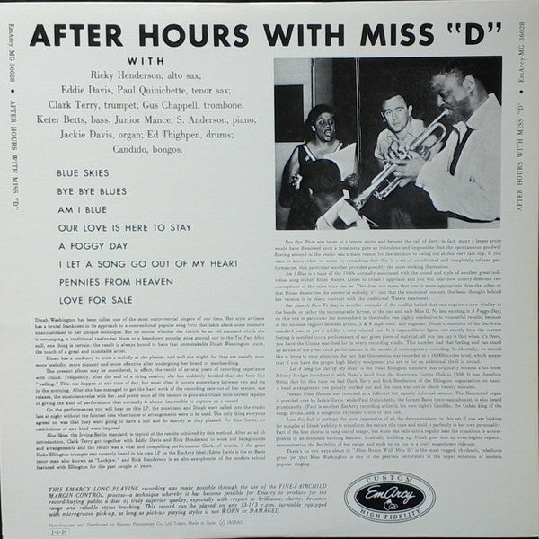 Master Release: After Hours With Miss D by Dinah Washington