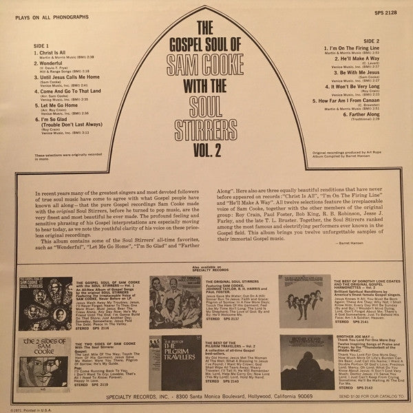 The Gospel Soul Of Sam Cooke With The Soul Stirrers Vol. 2