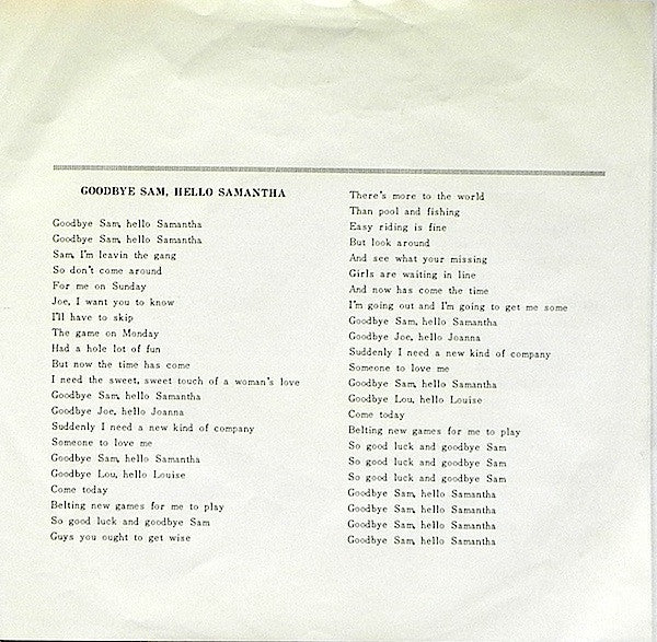 Goodbye Sam, Hello Samantha / You Never Can Tell