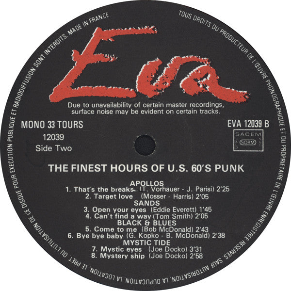 The Finest Hours Of U.S. 60's Punk