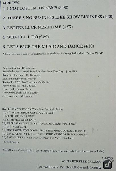 Sings The Music Of Irving Berlin