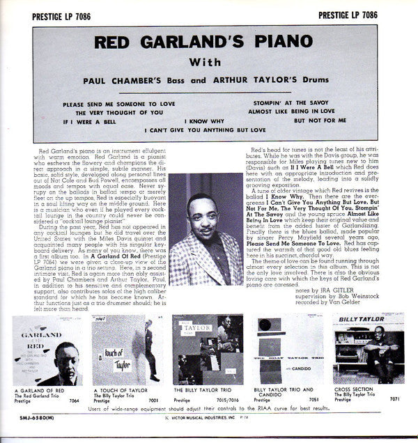 Release: Red Garland's Piano-Vinyl-Japan-1978-SMJ-6580(M)-6733387