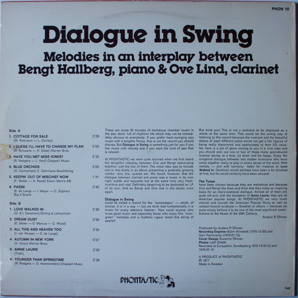 Dialogue In Swing (Melodies In An Interplay Between Bengt Hallberg, Piano & Ove Lind, Clarinet)