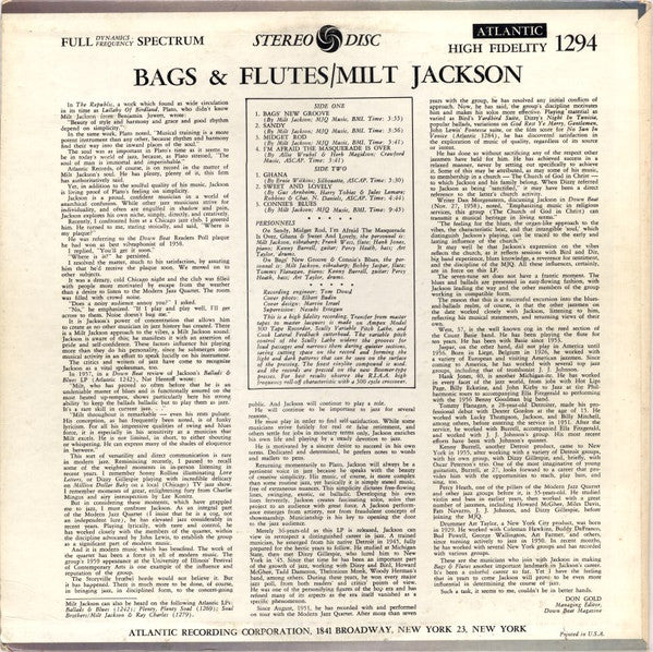 Release: Bags & Flutes-Vinyl-US-1975-1294, SD 1294-3754628