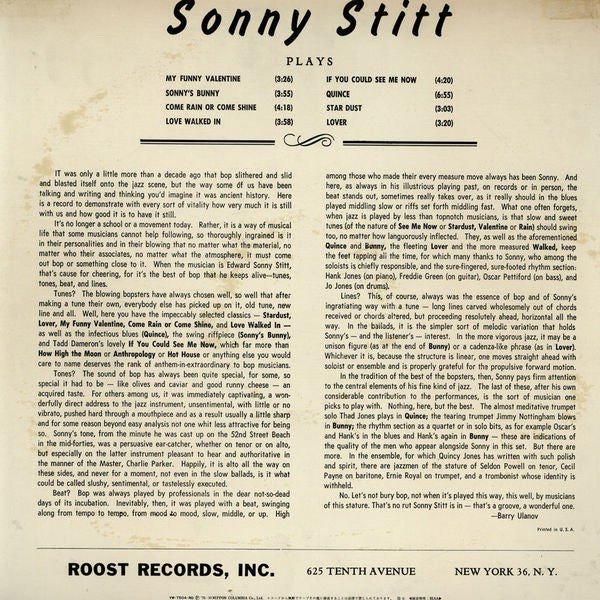 Sonny Stitt Plays Arrangements From The Pen Of Quincy Jones