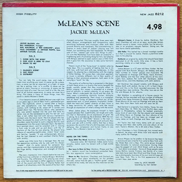 Release: McLean's Scene-Vinyl-US-1958-8212, NJLP 8212-2937631