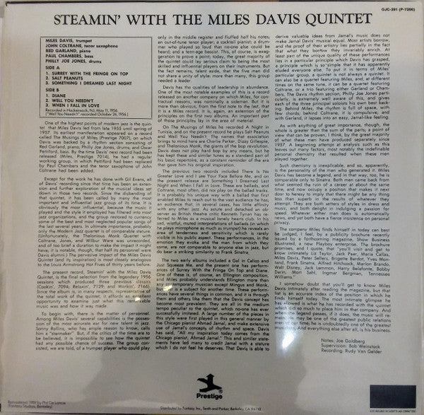 Release: Steamin' With The Miles Davis Quintet-Vinyl-US-1989-OJC-391, P-7200-2287488