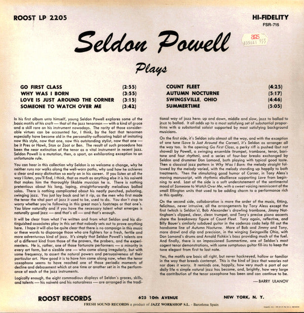 Release: Seldon Powell Plays-Vinyl-Spain-None-LP 2205, FSR-715-7817495