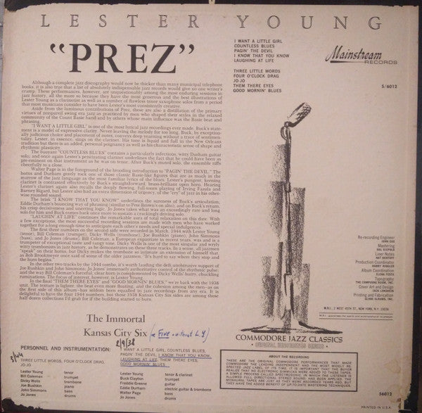 Master Release: Prez by Lester Young