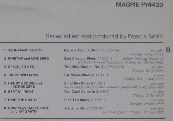 'Some Piano Player, I'll Tell You That' - Barrelhouse Years 1928-1933