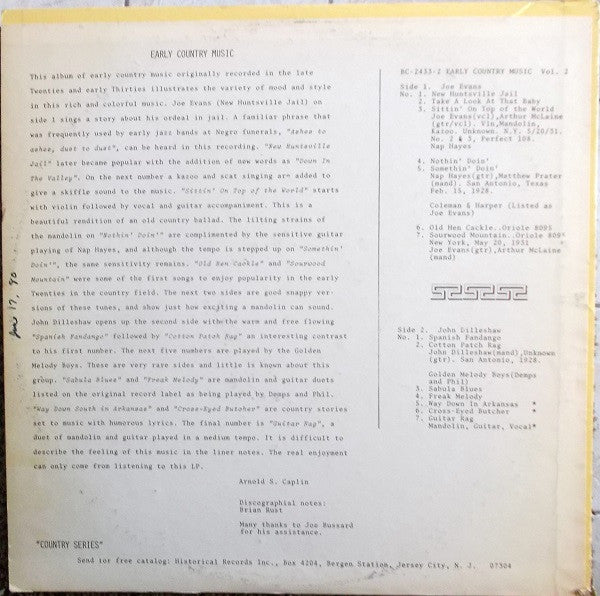 Early Country Music (Vol. 2 1928-1931)