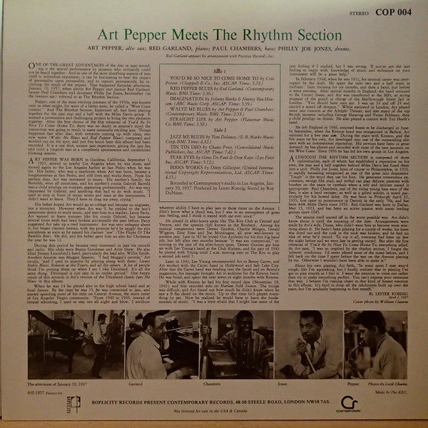 Release: Art Pepper Meets The Rhythm Section-Vinyl-Europe-None-COP 004, COP 004-4439555