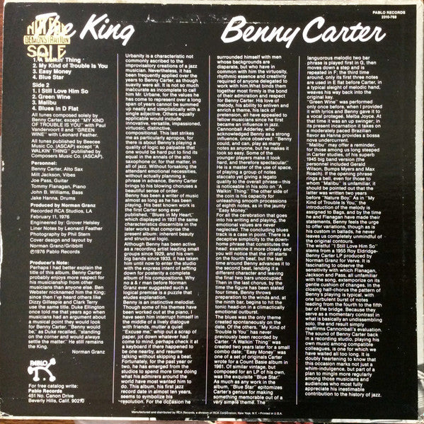 Master Release: The King by Benny Carter
