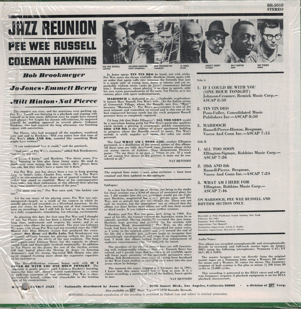 Release: Jazz Reunion-Vinyl-US-1978-BR-5018, 9BR-5018, BR-5018-3681088